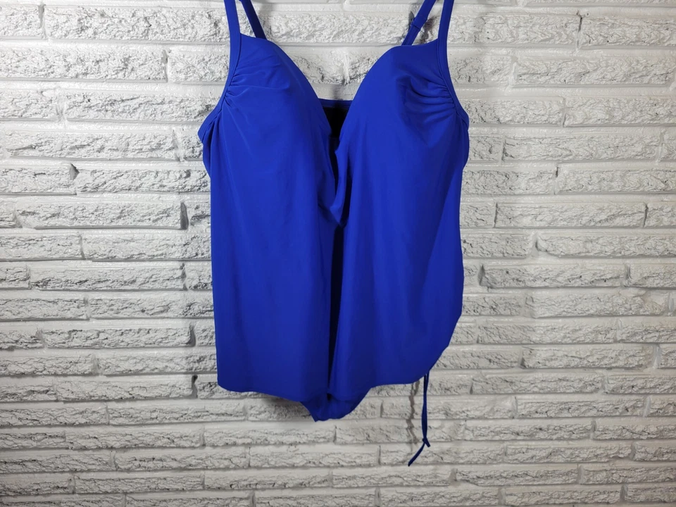 Traje de baño Lane Bryant para mujer 24 Plus con falda azul ajustable correa de espagueti sujetador Foto 4 de 4