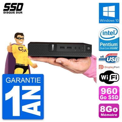 Ultra Mini PC DELL 3020 Micro Usff G3250T RAM 8Go SSD 960Go Windows 10 Wifi