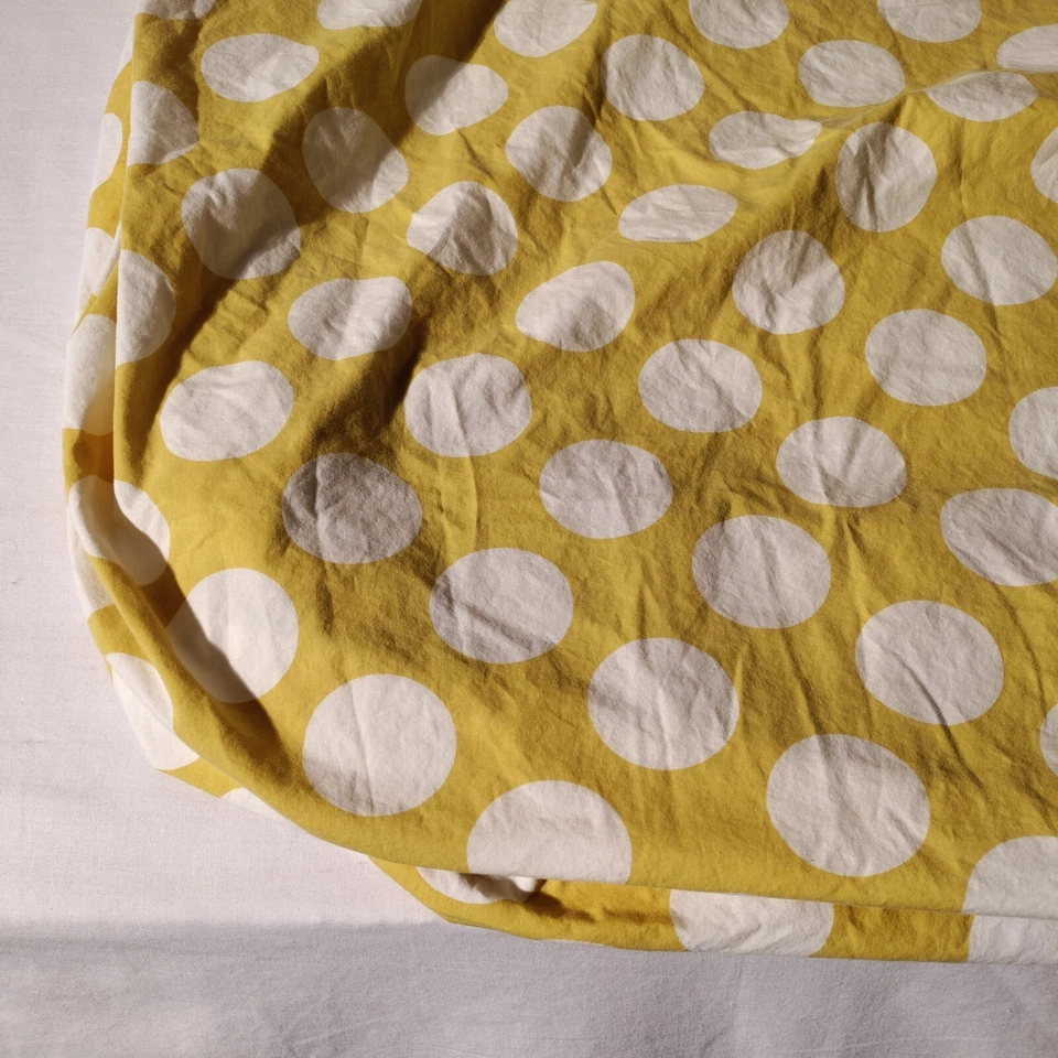 The Land Of Nod Fitted Crib Sheet Yellow w/ White Polka Dots #2 CRYE Peep Dot - Image 3 of 4