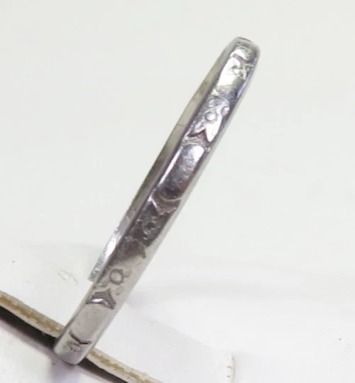 Antique Platinum 1920's Wedding Band DTD '35 Ring Size 7 UK-N1/2 1.74 MM Deco - Image 4 of 4