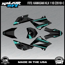 Graphics Kit for Kawasaki KLX110 KLX110R/RL (2010-2024) Fresh Series -Teal Shift