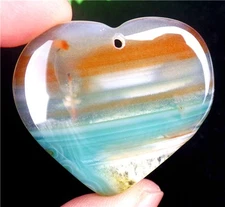 40x37x4mm Brown&Green Stripes Druzy Geode Agate Love Heart Pendant Bead AD68333