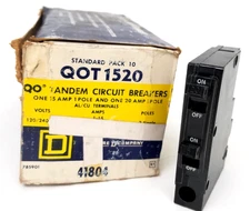 Lot of 10 QOT1520 Square D 15/20 Amp Tandem Circuit Breaker- Next Day Option New