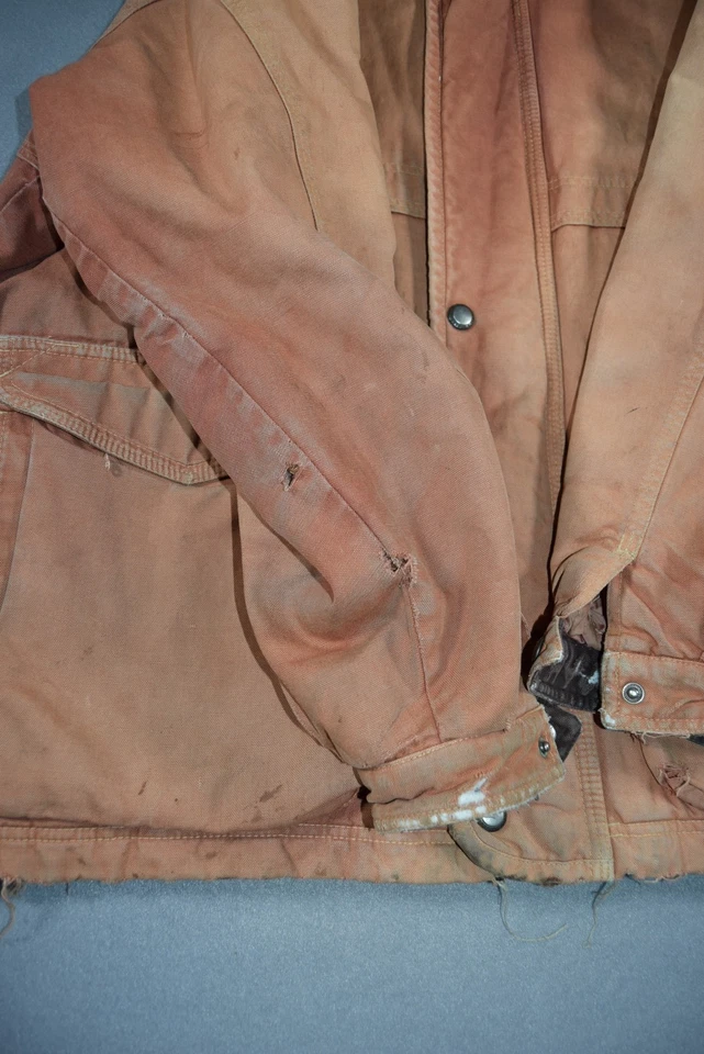 Vintage Perry Ellis Jacket Mens XL Brown Canvas Chore Coat Distressed Detroit - Image 4 of 4