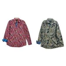 Cremieux Premium Shirt Mens Sz M Lot Of 2  Paisley Long Sleeve Button Up NWOT