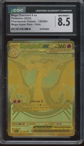 2025 Pokemon Phantasmal Flames Mega Hyper Rare Holo Mega Charizard X ex CGC 8.5
