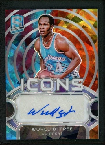 2023-24 WORLD B FREE 21/49 AUTO PANINI SPECTRA ICONS ICE CRACKED AUTOGRAPHS