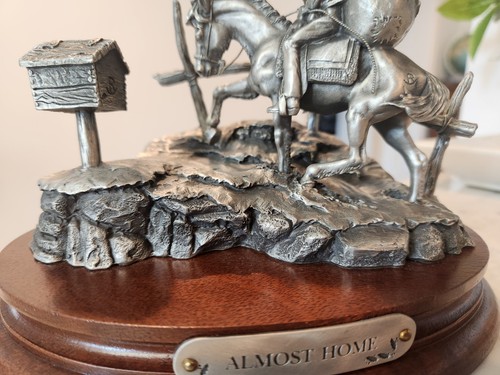 Chilmark Pewter Polland Almost Home Cowboy Horse Western Sculpture 1993 - Bild 4 von 22