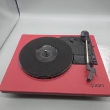 Ion Compact LP Vinyl USB Record Player Turntable Red Leather Styled Boxed VGC