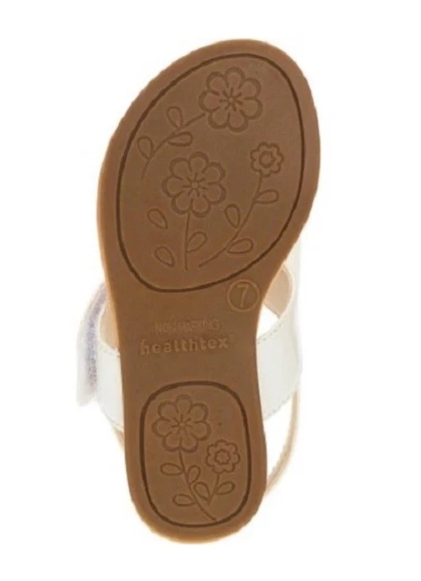 Sandalias chanclas niñas infantes pequeñas charol blanco bebé Heathtex talla 6 Foto 4 de 4