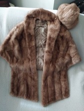Vintage Miller's French Room Knoxville Fur Shole Cape Wrap Matching Hat Pockets