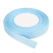 Grosgrain Ribbons 25 Yards 5/8 Inch Light Blue with White Dots Ribbon Bow