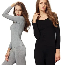Women Fleece Lined Base Layer Set Winter Thermal Underwear Top&Bottom Long Johns