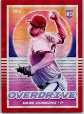 2021 Panini Chronicles Overdrive Ruby Wave #16 Dane Dunning #/199 RC Rangers