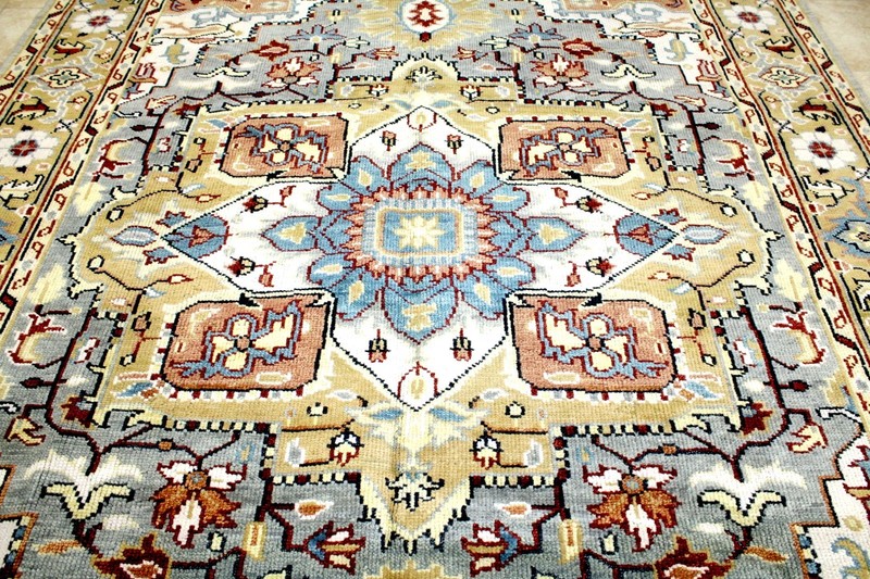 9X12 MASTERPIECE MINT HAND KNOTTED VEGETABLE DYE HERIZZ SERAPI WOOL TURKISH RUG