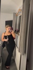 Oh Polly Black Beaded Sequin Backless Bodycon Maxi Dress UK 8 US 4