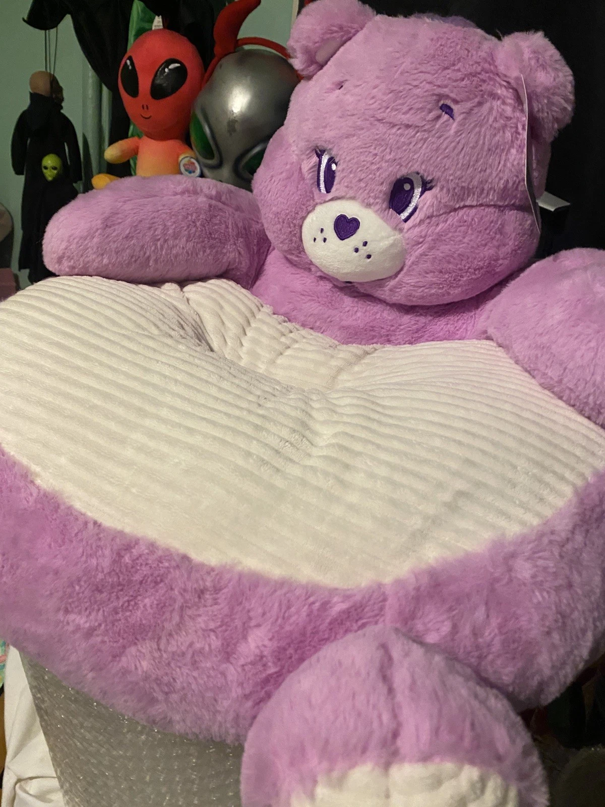 Rare Care Bears Pet Bed – Purple Bear Plush Cushion for Small Dogs & Cats, 20”