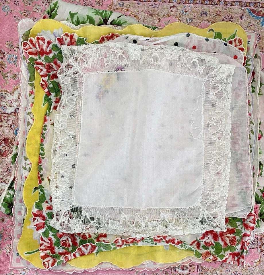 Лот винтажное постельное белье женщины зубчатый носовые платки эхо шарф 1940-х 1950-х JC пенни - Изображение 2 из 4