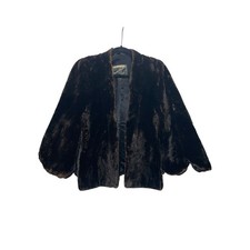 VTG 1950s Walker Brothers Wichita KS Brown Faux Fur Coat Jacket Mid Century M