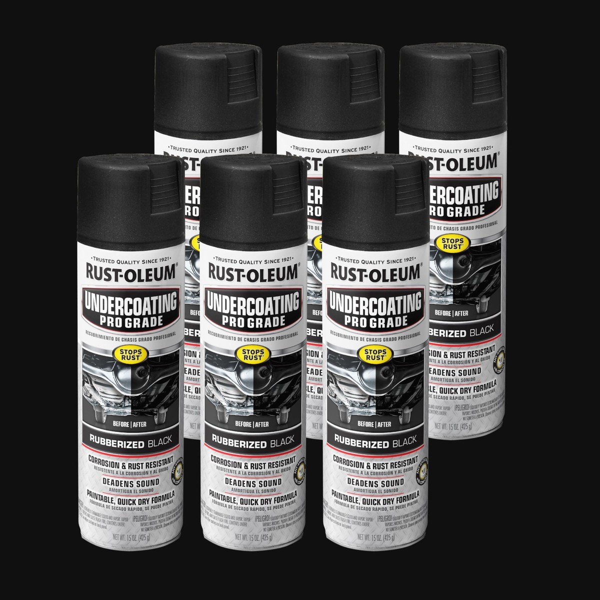 Rust Oleum Undercoating Spray Paint 15 Ounce 6 Pack 248656-6PK