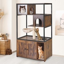 Cat Litter Box Enclosure Wooden Cat Washroom Furniture with Hidden Litter Box