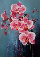 Pink Orchid Original Oil Painting 35×25 cm – Floral Wall Art
