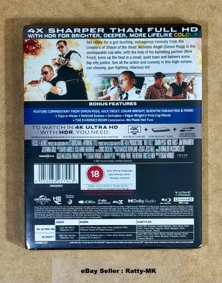 HOT FUZZ - UK EXCLUSIVE 4K + BLU RAY STEELBOOK - NEW & SEALED - Image 2 of 4