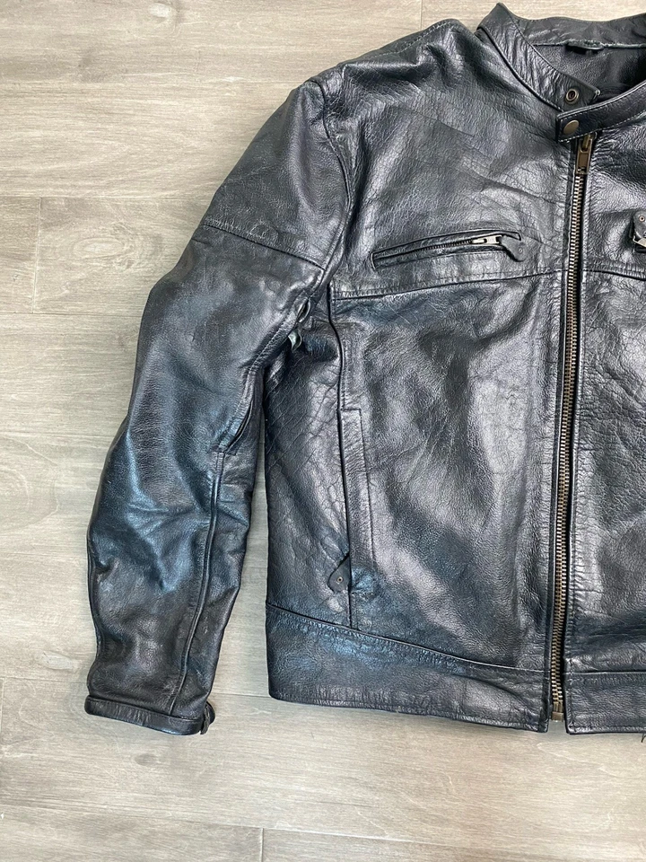 Chaqueta de Motocicleta XElement Forro con Cremallera Negra Cuero Resistente Talla XL Motociclista Foto 2 de 4
