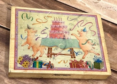 VERY RARE STAMPING OVATION 10001M HOGWILD PARTY BY KAREN BELL WOOD RUBBER STAMP