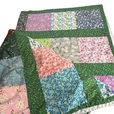 Handmade Patchwork Quilt Floral Cottagecore Throw Blanket 64X86 Romance Love