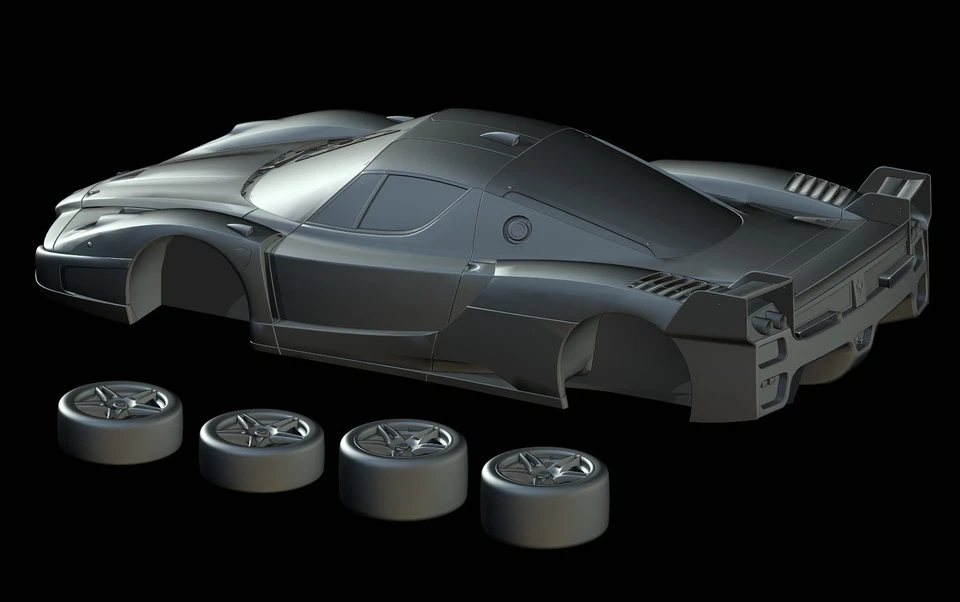 STL файл - Ferrari FXX Evoluzione (2008) - 3D печать 1/87 64 43 32 24 18 Tamiya - Изображение 3 из 4