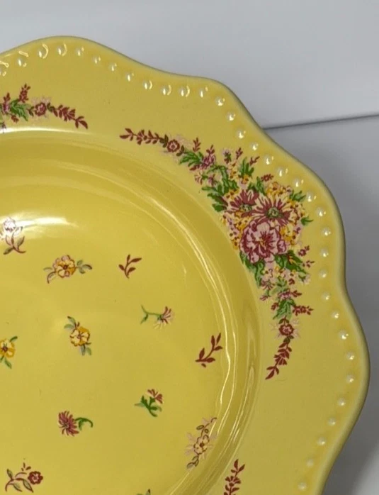 April Cornell Certified International JOSEPHINE Yellow Rim Soup Bowl Floral - Image 2 of 4
