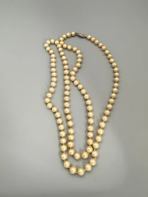 Vintage Perlenkette ca. 83 cm – 6 mm Perlen – 835 Silberverschluss – klassische - Bild 1 von 3