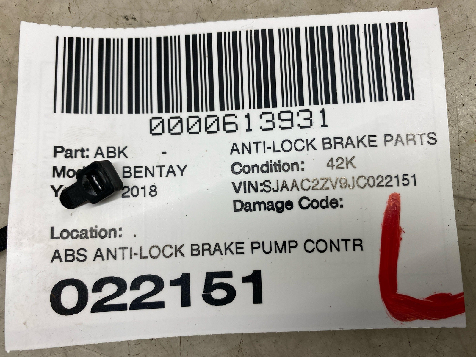 2016-2020 BENTLEY BENTAYGA OEM ABS ANTI-LOCK BRAKE PUMP CONTROL MODULE UNIT *42K