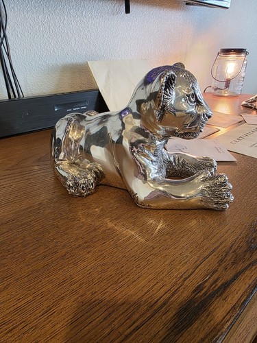 D'argenta Silver Plated Lion Cubs Sculptures Laying & Sitting A57 & A59 Vintage - Picture 10 of 20