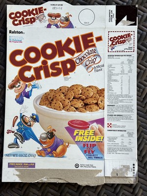 1989 Ralston Cookie Crisp cereal box - Cookie ￼Crisp Flip And Fly Toy Promo