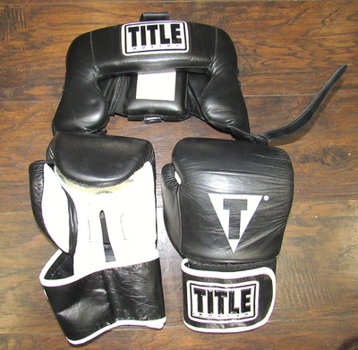 タイトル ボクシンググローブ16オンス Title 16OZ Boxing Gloves W/ HEADGEAR LARGE GOOD CONDITION | eBay