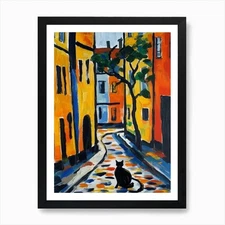 Painting Of A Street In Copenhagen  Framed Wall Art Poster Canvas Print Picture