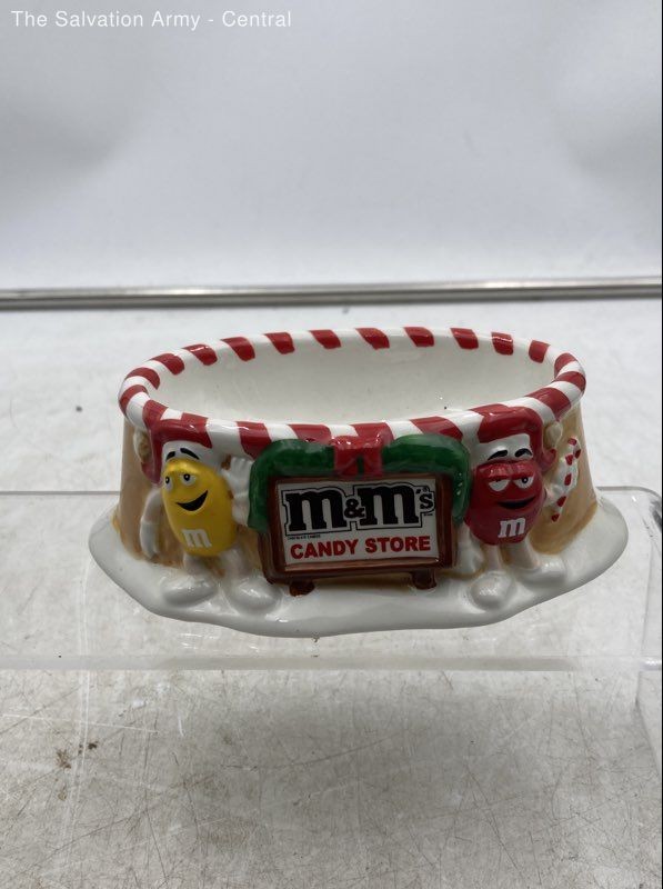 Department 56 M&M's Multicolor Ceramic Christmas Village Candy Store Dish