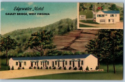 1930s - 40s Vintage Postcard Edgewater Motel Gauley Bridge West Virginia