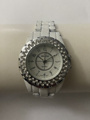Santini Ladies White Silver Designer Style Clubbing Watch Running SEE PHOTOS