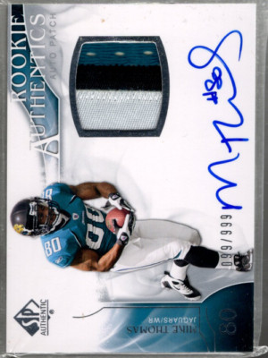 A1642- 2009 SP Authentic #394 Mike Thomas RC Auto Patch /999 *SAMPLE PIC