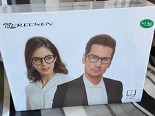 Kerecsen 2 Pair +1.50 Black Frame Reading Glasses Men & Women Blue Light Protect