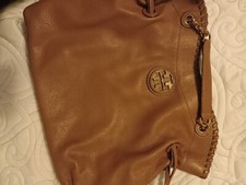 Tory Burch Brown Camel Pebbled Leather Slouch Tote