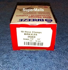 10 Clamps Per Box Breeze Stainless Steel Hose Clamp SAE Size 4 7/32 X 5/8" USA
