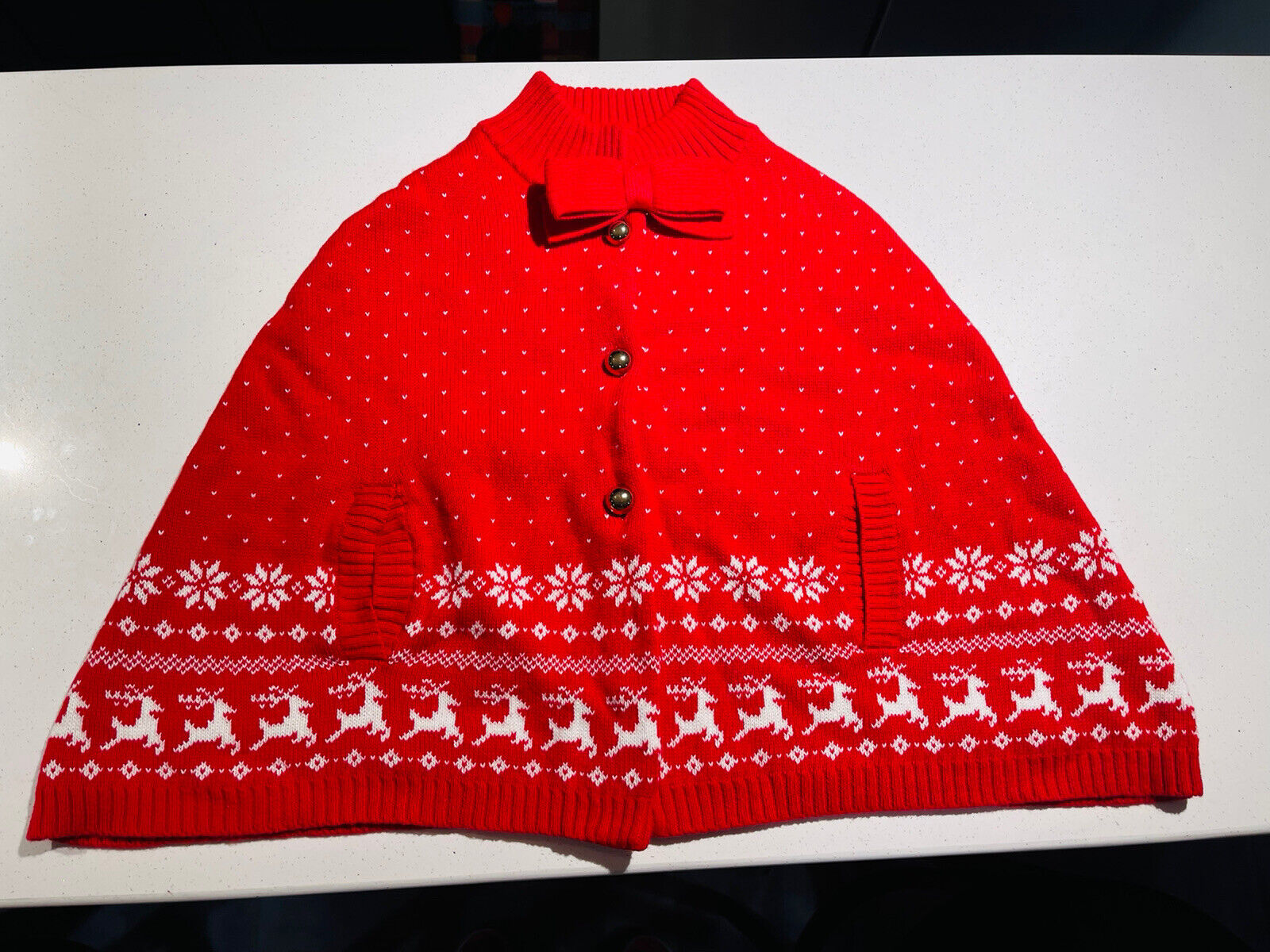 Janie Easy-to-use and Jack girl's Pancho sweater Is Finally resale start 3T size Red Fair Holiday