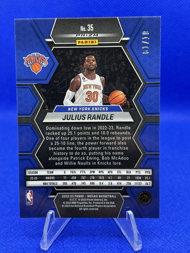 2022-23 Mosaic Julius Randle Fast Break Gold Prizm Parallel #01/10 Knicks - Picture 2 of 2