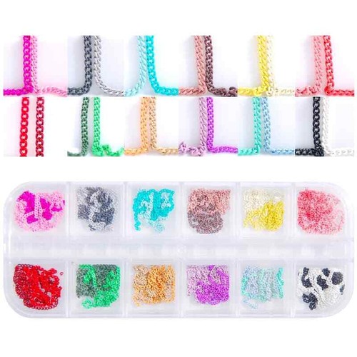 Nail Art Chain DIY Nail Accessor Set Polymer Clay 12 Grid Decor Pearl Flower - Picture 24 of 51