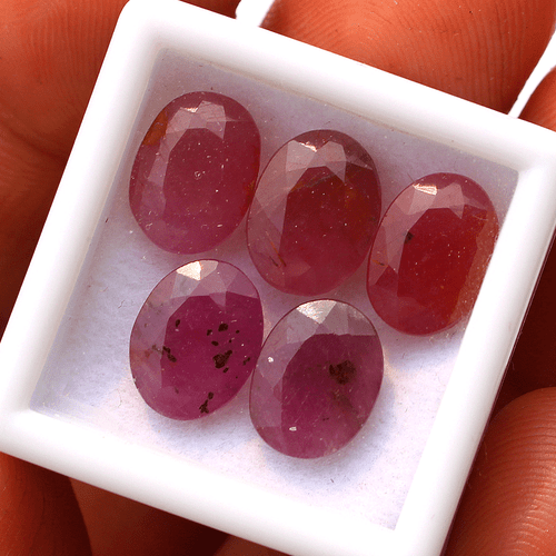 5 Pcs Mozambique Natural Ruby Untreated 9.8mm-10.3mm Oval Faceted Cut Gemstones - Picture 7 of 9