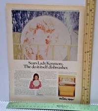 Sears Lady Kenmore Dishwasher VTG 70s PRINT AD 1974 Do-It-Itself Freedom Maker